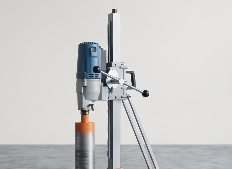 Diamond core mast drill rig set up before starting a job
